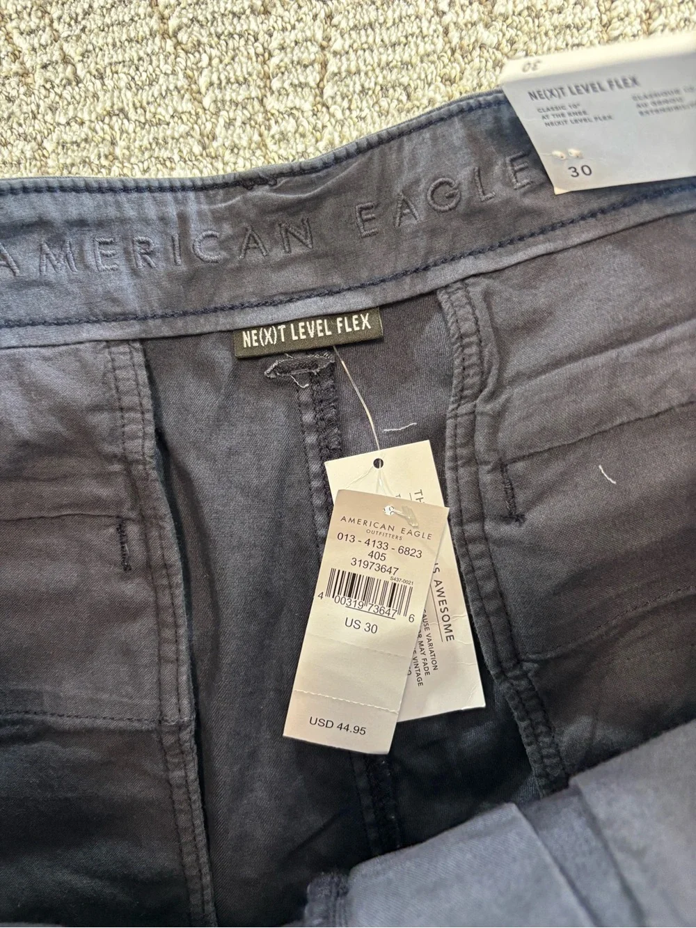 NWT American Eagle Men’s Size 30 Blue-Gray Next Level Flex Shorts